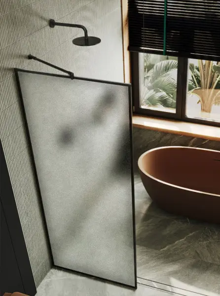Душевая перегородка MaybahGlass MGD-821-6, 70x195 см, черный профиль, стекло сатин