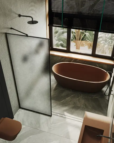 Душевая перегородка MaybahGlass MGD-821-6, 70x195 см, черный профиль, стекло сатин